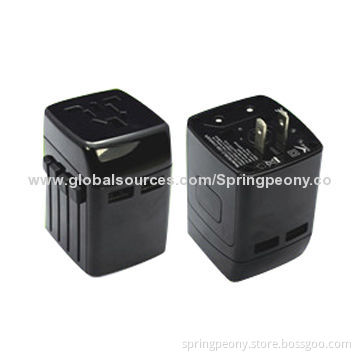 Universal Travel Power Plugs with Replaceable Fuse, CE, RoHS Marks